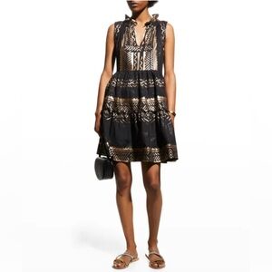 Lace black/ gold mini dress